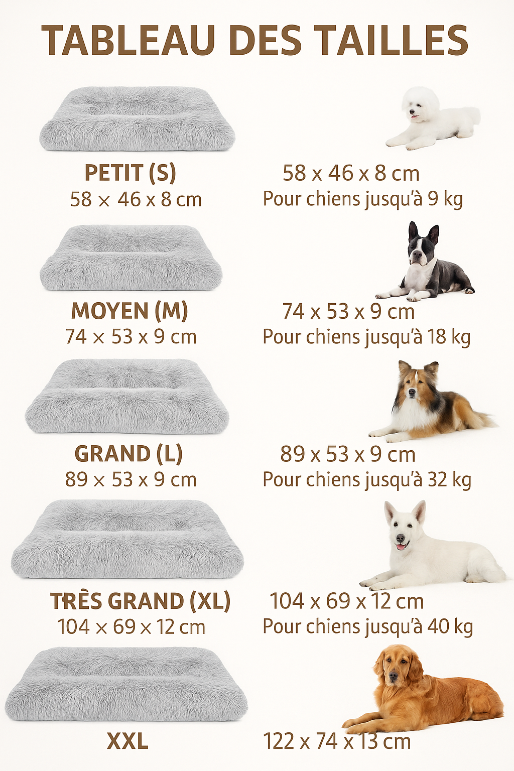 Canapé-Lit Carré en Peluche pour Chien et Chat – Coussin Doux, Confortable et Durable