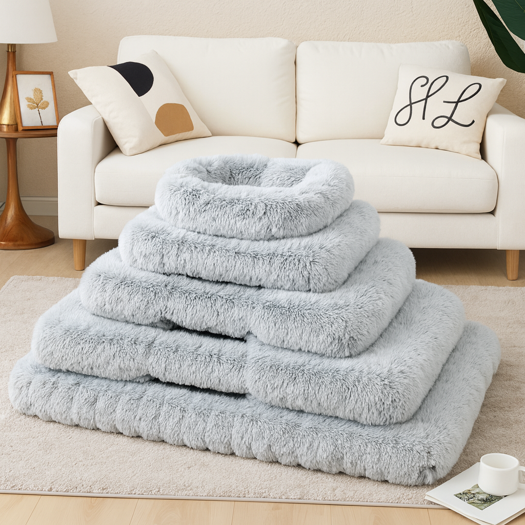 Lit carré en peluche pour chiens et chats