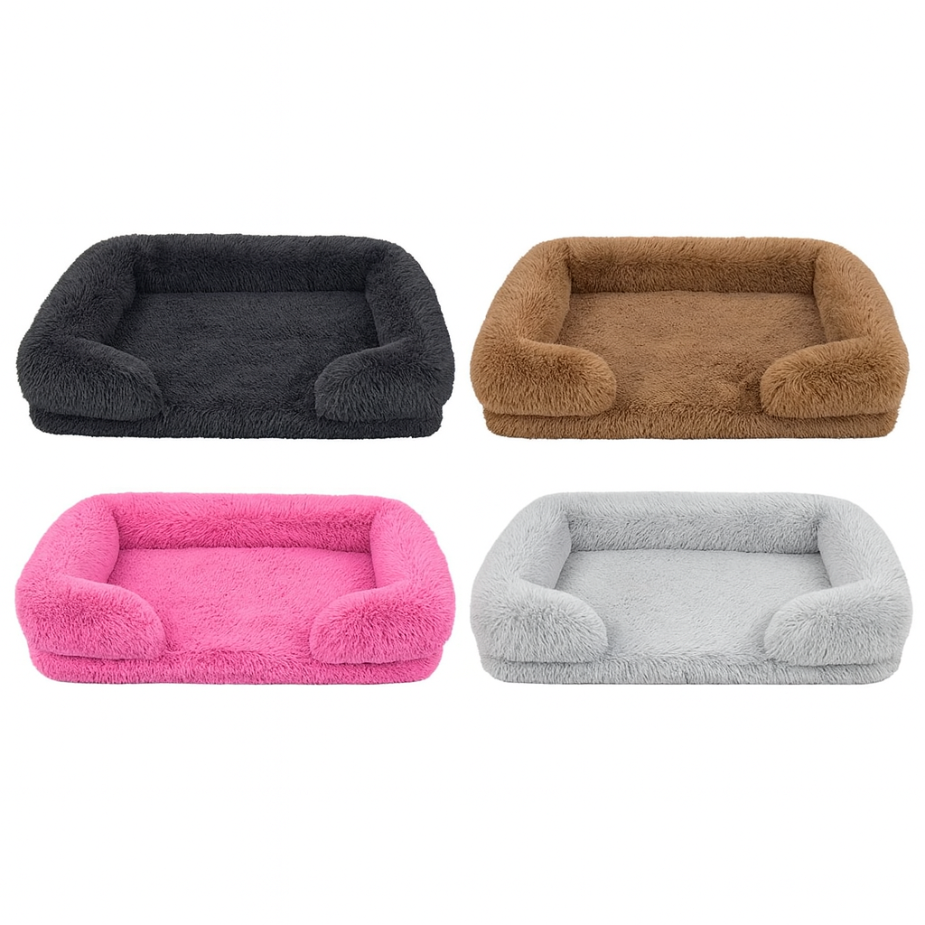 Lit carré en peluche pour chiens et chats