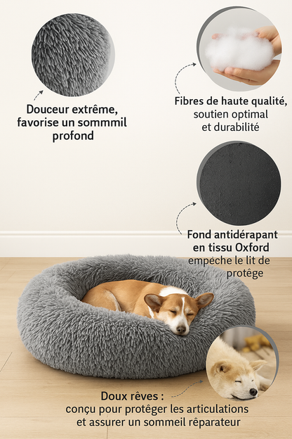 Panier moelleux apaisant pour animaux de compagnie