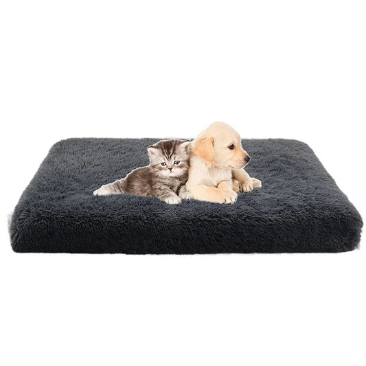 Canapé-Lit Carré en Peluche pour Chien et Chat – Coussin Doux, Confortable et Durable