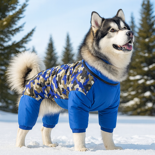 Doudoune Pour Chien - WarmJacketDog™ - Camouflage Bleu - HIVER CHIEN