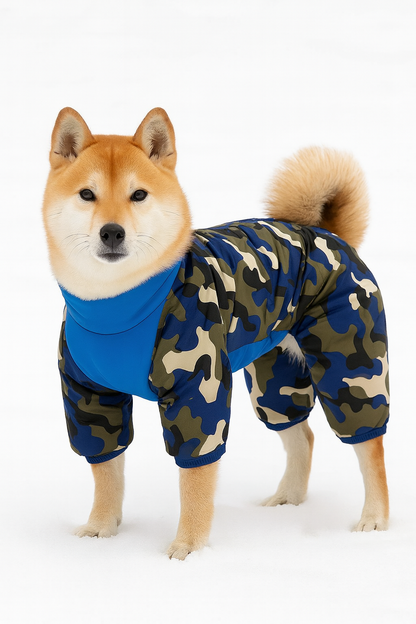 Doudoune Pour Chien - WarmJacketDog™ - Camouflage Bleu - HIVER CHIEN