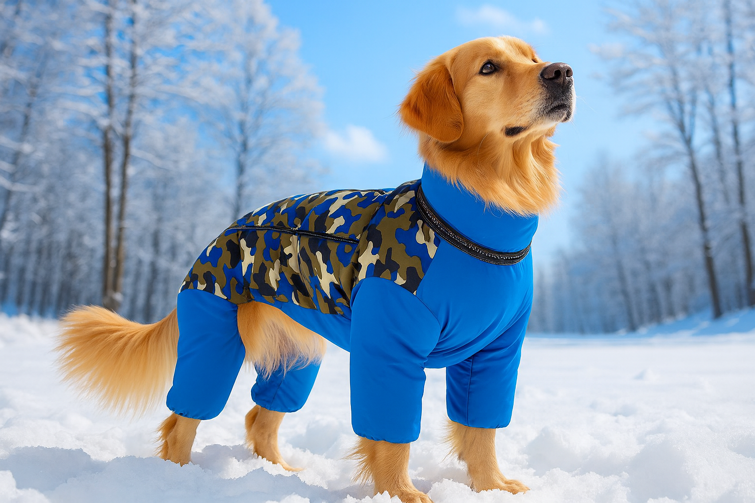 Doudoune Pour Chien - WarmJacketDog™ - Camouflage Bleu - HIVER CHIEN