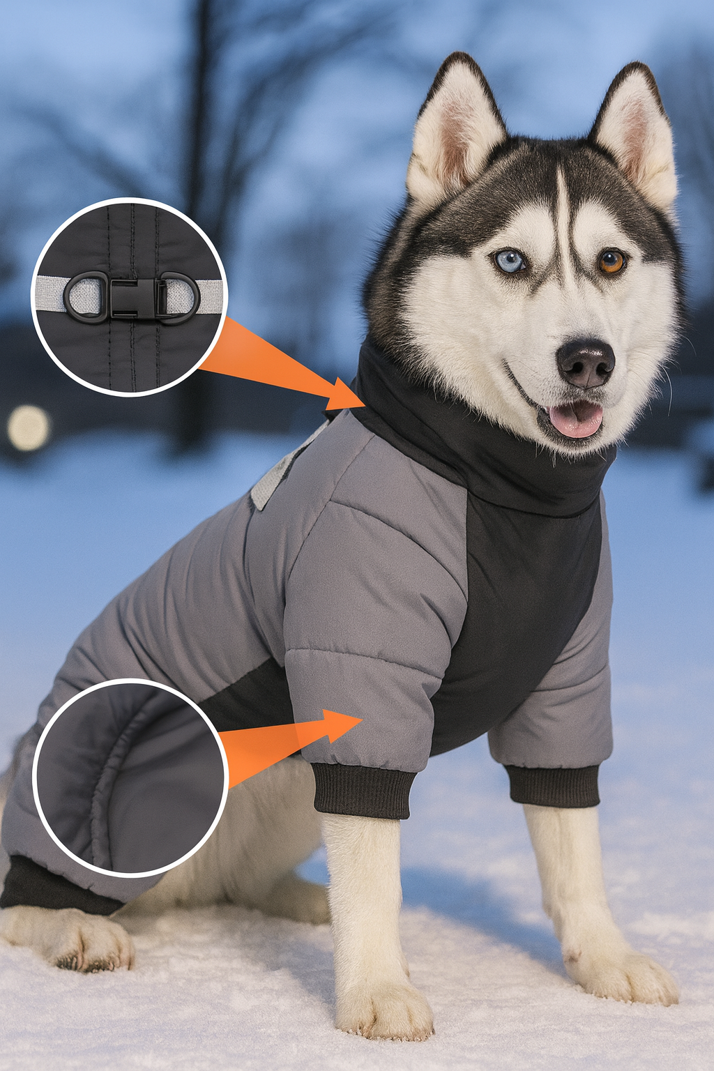 Doudoune Pour Chien - WarmJacketDog™ - Gris - HIVER CHIEN