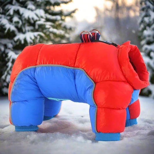 Doudoune pour Chien - WinterDogWarmJacket™ - Bleu Rouge - HIVER CHIEN